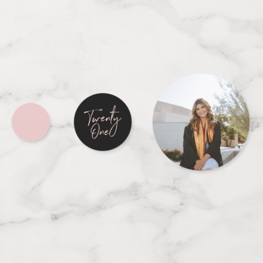 Eenentwintig Roos goud en zwarte moderne 21ste ver Confetti (Achterkanten)