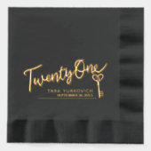 Eenentwintig script en sleutel tekst aangepaste na folie servetten (Voorkant)