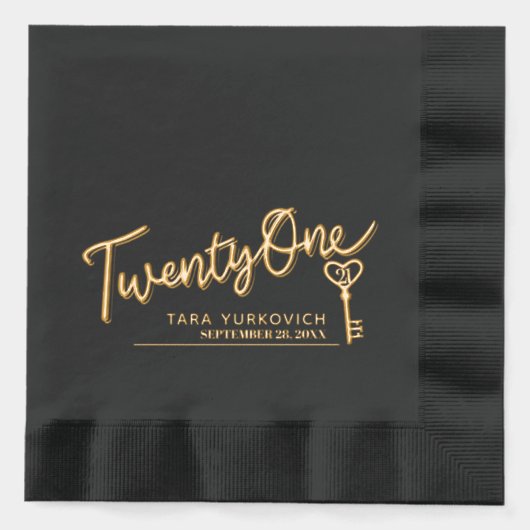 Eenentwintig script en sleutel tekst aangepaste na folie servetten (Voorkant)