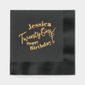 Eenentwintig sleutel 21ste Verjaardagsfeest zwart  Folie Servetten (Voorkant)