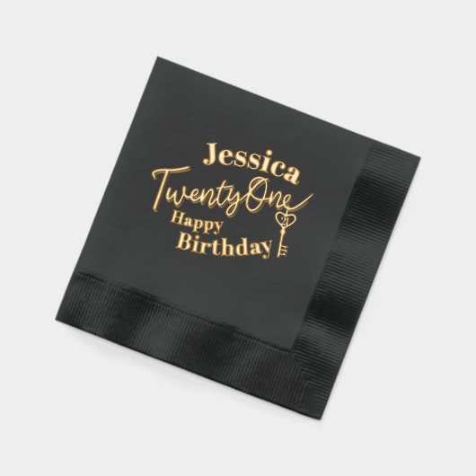 Eenentwintig sleutel 21ste Verjaardagsfeest zwart  Folie Servetten (Links)