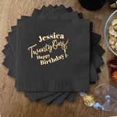 Eenentwintig sleutel 21ste Verjaardagsfeest zwart  Folie Servetten