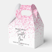 Eenentwintig sprankelende hete roze glitter verjaa bedankdoosjes (Achterkant)