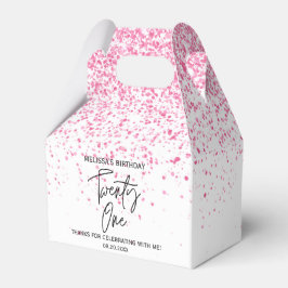 Eenentwintig sprankelende hete roze glitter verjaa bedankdoosjes