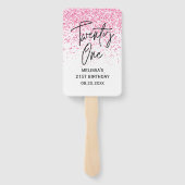 Eenentwintig sprankelende hete roze glitter verjaa handwaaier (Achterkant)