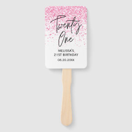 Eenentwintig sprankelende hete roze glitter verjaa handwaaier