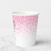 Eenentwintig sprankelende hete roze glitter verjaa papieren bekers (Links)