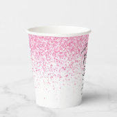 Eenentwintig sprankelende hete roze glitter verjaa papieren bekers (Rechts)