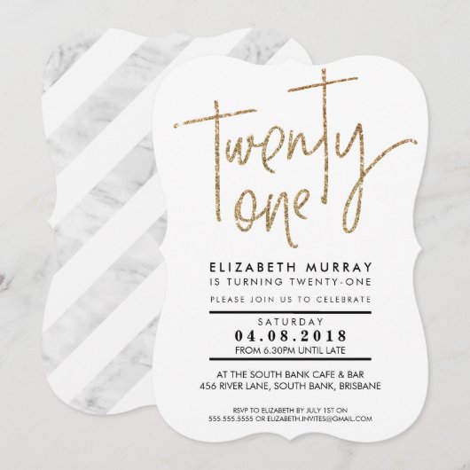 EENENTWINTIG TYPE eenvoudige gouden glitter 21e UI Kaart (Voorkant / Achterkant)