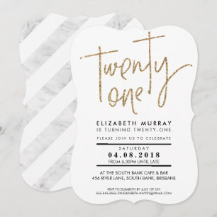 EENENTWINTIG TYPE eenvoudige gouden glitter 21e UI Kaart
