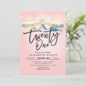 Eenentwintig verjaardag roze gouden bloemen kaart (Staand voorkant)