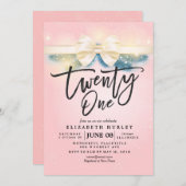 Eenentwintig verjaardag roze gouden bloemen kaart (Voorkant / Achterkant)