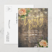 Eenentwintig verjaardag van het Koord licht van he Uitnodiging Briefkaart (Voorkant / Achterkant)