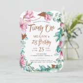 Eenentwintig waterverf bloemenfeest 21ste verjaard kaart (Staand voorkant)
