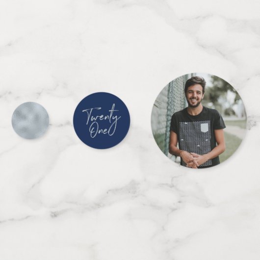 Eenentwintig zilver en zeemacht moderne 21ste verj confetti (Achterkanten)