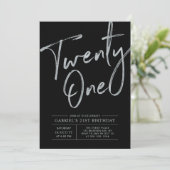 eenentwintig | Zilver & Zwart 21ste verjaardagsfee Kaart (Staand voorkant)