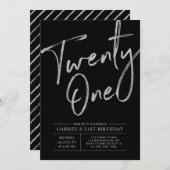 eenentwintig | Zilver & Zwart 21ste verjaardagsfee Kaart (Voorkant / Achterkant)