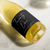 Eenentwintig. Zwart modern script 21e verjaardag Sparkling Wijnetiket