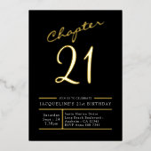 Eenentwintig zwarte gouden 21ste verjaardag Gold Folie Uitnodiging (Voorkant)