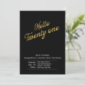 Eenentwintig zwarte goudmoderne 21ste verjaardag kaart (Staand voorkant)