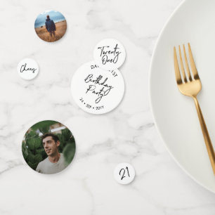 Eenentwintig zwarte, witte moderne 21e verjaardag confetti