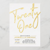 Eenentwintigste 21ste verjaardag van het moderne g folie uitnodiging (Voorkant)