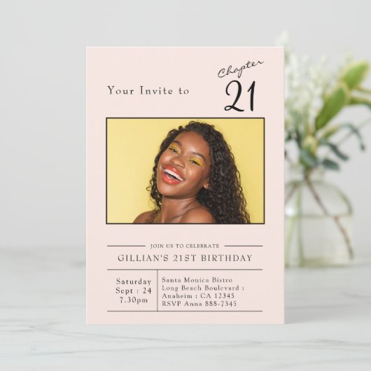 Eenentwintigste Blush Pink 21ste Verjaardag Party  Kaart (Staand voorkant)