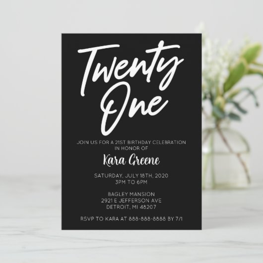 Eenentwintigste uitnodiging van de 21ste verjaarda (Staand voorkant)