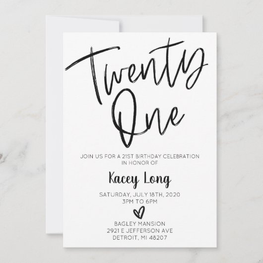 Eenentwintigste uitnodiging van de 21ste verjaarda (Voorkant)