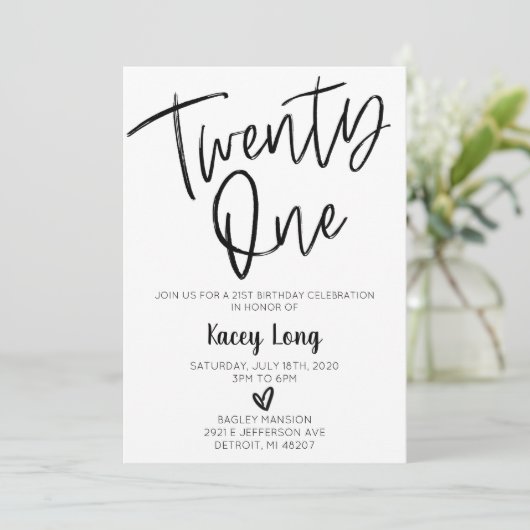 Eenentwintigste uitnodiging van de 21ste verjaarda (Staand voorkant)