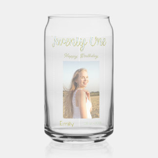 eenentwintigste verjaardag groene foto ombre meisj blikvorm glas