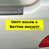 Eenheid bouwt een betere samenleving bumpersticker (Op auto)