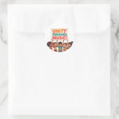 Eenheid door muziek ronde sticker (Tas)