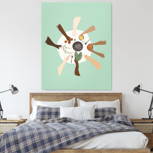 Eenheid door verscheidenheid en communautair Poste Canvas Afdruk (Insitu (Slaapkamer))