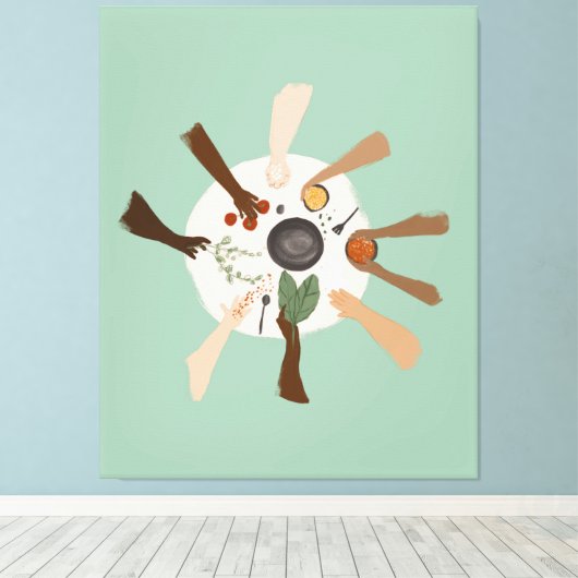 Eenheid door verscheidenheid en communautair Poste Canvas Afdruk (Insitu (Houten vloer))