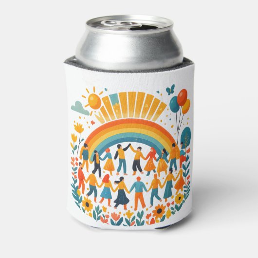 Eenheid en diversiteit Regenboog blikje koeler (Blikje Achterkant)