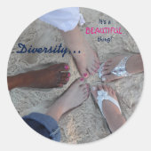 Eenheid! Etnische diversiteit Rum Point Cayman Isl Ronde Sticker (Voorkant)