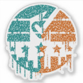 Eenheid in Beweging - Druppels Democratie Sticker (Voorkant)