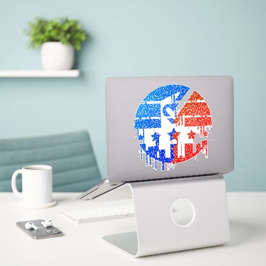 Eenheid in Beweging - Druppels Democratie Sticker (Laptop op bureau)
