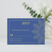 Eenheid in Bloei Blauwe Reactiekaart Save The Date (Staand voorkant)