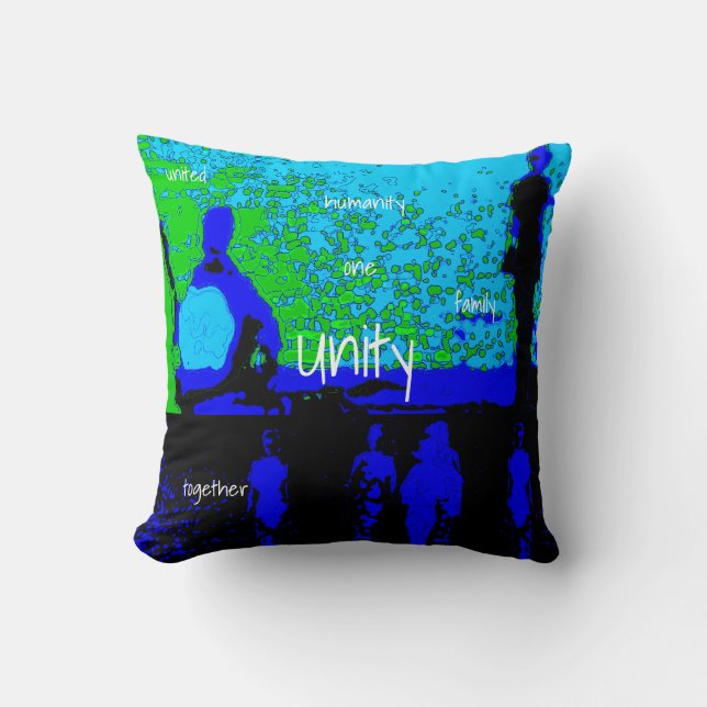 "Eenheid" in de schaduw van blauw, zwart, groen on Kussen (Voorkant)