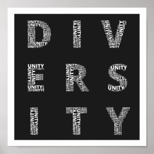 Eenheid in diversity Black en White poster