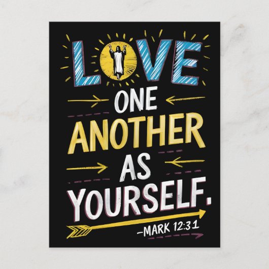 Eenheid in Liefde: Tekening van Liefde Elkaar Als  Briefkaart (Voorkant)