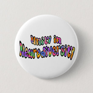 Eenheid in Neurodiversity Rainbow Typografie Ronde Button 5,7 Cm