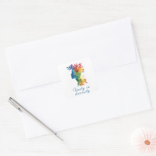 Eenheid in verscheidenheid I regenboog gekleurde i Vierkante Sticker