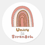 Eenheid is kracht motivatie boho regenboog ronde sticker (Voorkant)