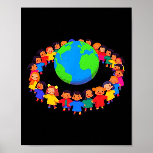 Eenheid over de hele wereld - Kinder handen houden Poster (Voorkant)