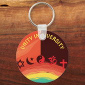 Eenheid over diversiteit religies van wereldaangep sleutelhanger (Voorkant)