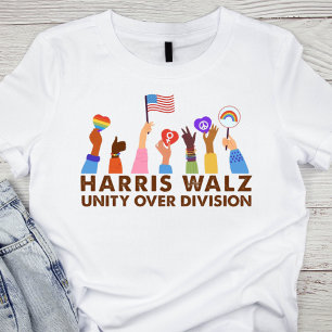 Eenheid over divisie Harris Walz T-shirt