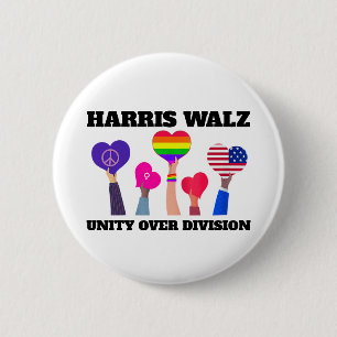 Eenheid over divisie Kamala Harris Tim Walz Ronde Button 5,7 Cm